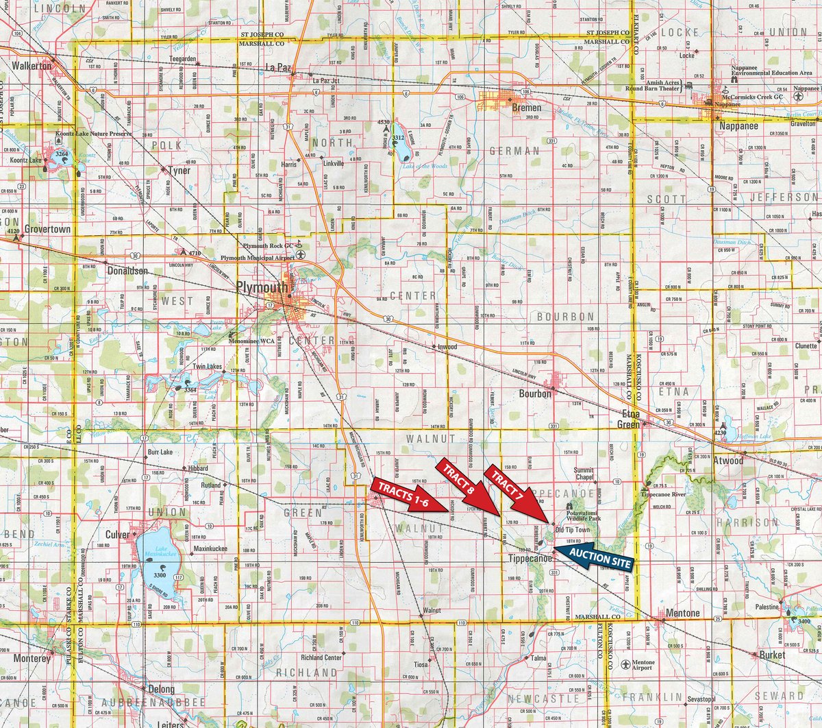 Area map - FARM EQUIPMENT AUCTION IN MARSHALL COUNTY, INDIANA